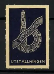 Reklamemarke Motala, Ausstellung 1937, Turm und Zahnrad