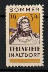 Reklamemarke Altdorf, Tellspiele Sommer 1934, Wilhelm Tell-Bildnis