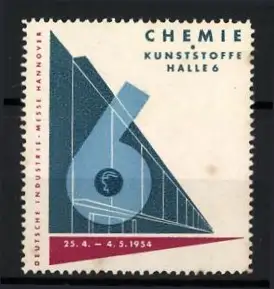 Reklamemarke Hannover, Deutsches Industrie-Messe 1954, Chemie und Kunststoffe Halle 6