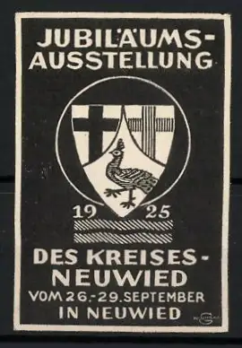 Reklamemarke Neuwied, Jubiläumsausstellung 1925, Wappen mit Pfau
