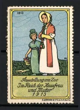 Reklamemarke Berlin, Ausstellung Im Reich der Hausfrau und Mutter 1913, Mutter und Kind