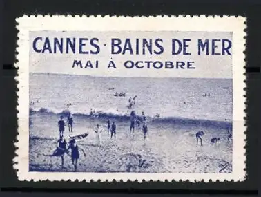 Reklamemarke Cannes, Bains de Mer, Strandszene