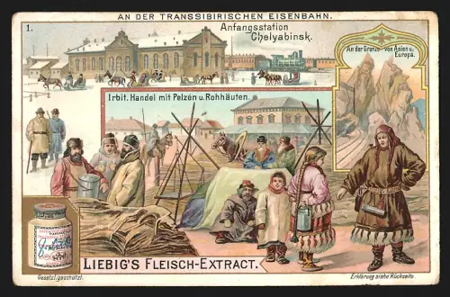 Sammelbild Liebig, Transsibirische Eisenbahn, Anfangsstation Chelyabinsk