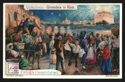 Sammelbild Liebig, Volksfeste, Girandola in Rom
