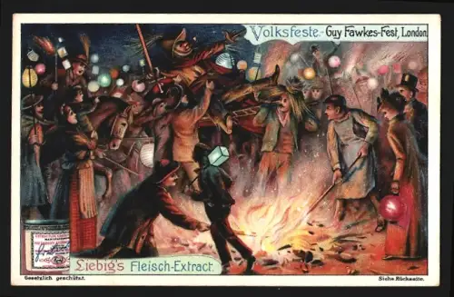 Sammelbild Liebig, Volksfeste, Guy Fawkes Fest in London