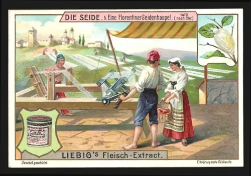 Sammelbild Liebig, Seide, Eine Florentiner Seidenhaspel