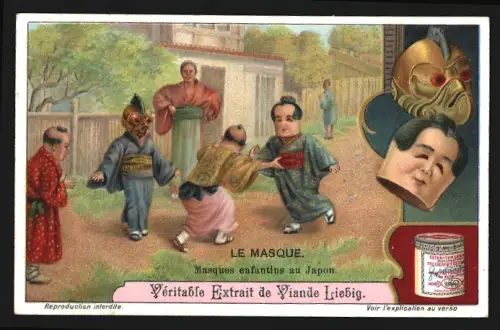 Sammelbild Liebig, La Masque, Masque enfantins au Japon
