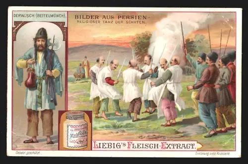 Sammelbild Liebig, Persien, Religiöser Tanz der Schiiten, Derwisch
