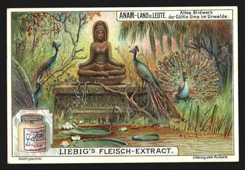 Sammelbild Liebig, Anam-Land und Leute, Altes Bildwerk der Göttin Uma