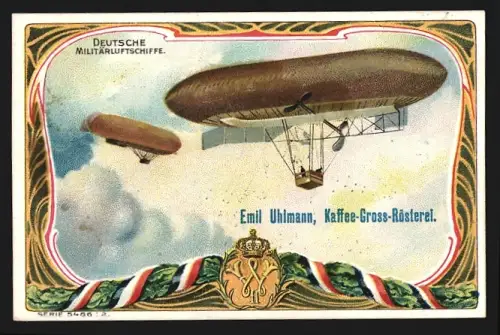 Sammelbild Deutsche Militärluftschiffe, Emil Uhlmann Kaffee-Gross-Rösterei, Zeppelin