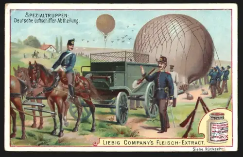 Sammelbild Liebig, Spezialtruppen, Deutsche Luftschiffer-Abteilung mit Ballons