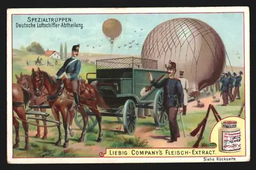 Sammelbild Liebig, Sammelbild Liebig, Spezialtruppen, Deutsche Luftschiffer-Abteilung mit Ballon