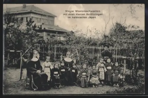 AK Japan, Steyler Missionsschwestern mit ihren kleinen Schützlingen