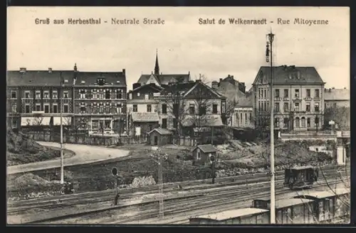 AK Herbesthal, Neutrale Strasse mit Hotel & Restaurant