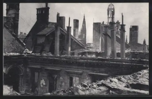 AK Wien, ausgebrannter Justizpalast vom Dach aus