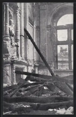 AK Wien, Justizpalast, berühmter Marmorsaal nach dem Zerstörungswerk am 15. und 16. Juli 1927