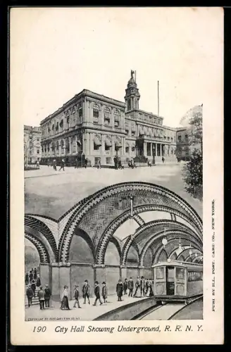 AK New York, NY, City Hall Showing Underground R.R.N.Y.