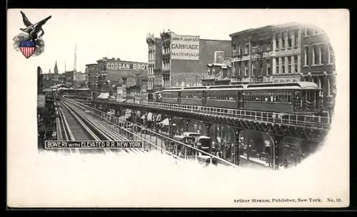 AK New York, NY, Bowery with elevated Railroad