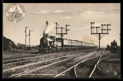 AK Scotch Express approaching Crewe, englische Eisenbahn
