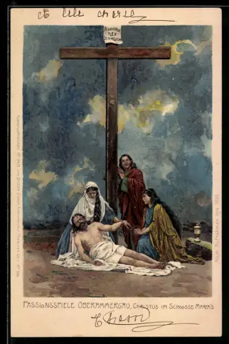 Künstler-Lithographie Oberammergau, Passionsspiele, Pieta