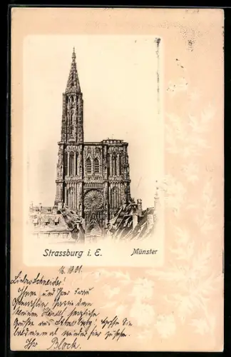 AK Strassburg i. E., Münster in der Aussenansicht