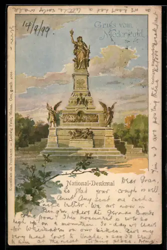 AK Niederwald, Blick auf das Nationaldenkmal