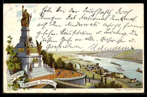 AK National-Denkmal auf dem Niederwald, Blick zum Rhein