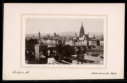 Foto-AK NPG Nr. 15: Frankfurt a. M., Panorama von der Alten Brücke aus gesehen