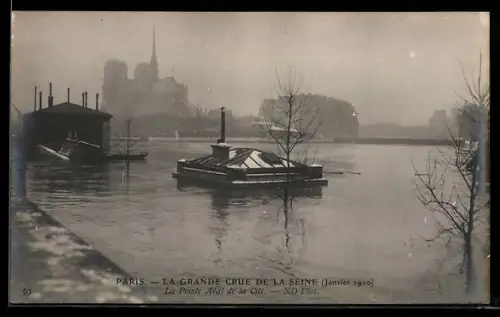AK Paris, La Grande Crue de la Seine 1910, La Pointe Aval de la Cité, Hochwasser