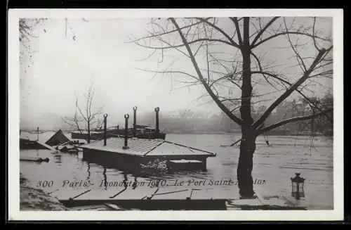 AK Paris, Inondation 1910, Le Port Saint-Nicolas, Hochwasser