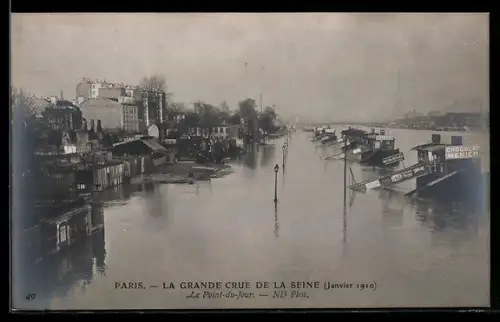AK Paris, La Grande Crue de la Seine 1910, Le Point-du-Jour, Hochwasser