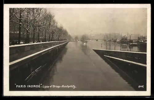AK Paris, Ligne d`Orsay-Austerlitz inondée