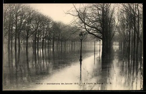 AK Paris, Inondations de 1910, Le Cous la Reine, Hochwasser