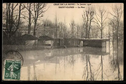 AK Saint-Cloud, Crue de la Seine 1910, Le Parc, Hochwasser