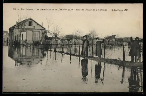 AK Asnières, Les Inondations de Janvier 1910, Rue du Fossé de l`Aumône