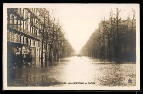 AK Paris, Hochwasser Januar 1910, Boulevard Haussmann