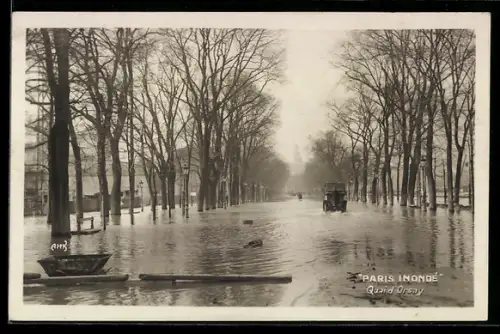 AK Paris, Inondation, Quaid d`Orsay, Hochwasser
