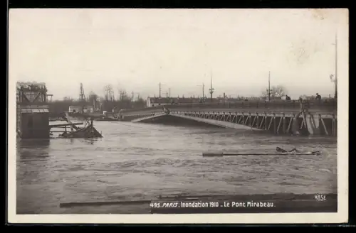 AK Paris, Inondation 1910, Le Pont Mirabeau, Hochwasser