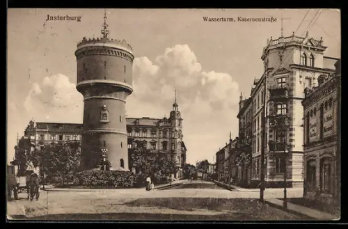 AK Insterburg, Wasserturm, Kasernenstrasse