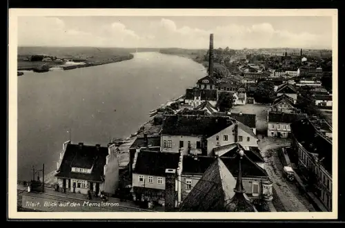 AK Tilsit, Teilansicht der Stadt mit Blick auf dem Memelstrom