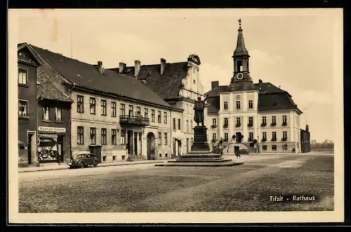 AK Tilsit, Ortspartie mit Blick auf das Rathaus