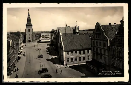 AK Insterburg, Alter Markt mit Hotel