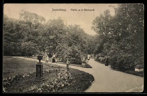 AK Insterburg, Partie aus dem Stadtpark