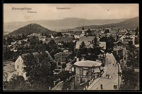 AK Krummhübel, Ortsansicht mit Pfaffenberg