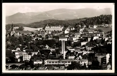 AK Hirschberg /Riesengebirge, Blick vom Hausberg auf die Stadt