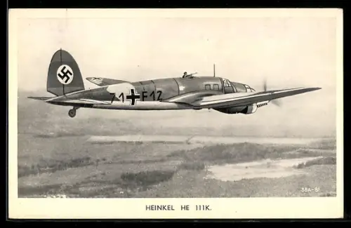 AK Flugzeug The Heinkel HE 111K5A, German Bomber in use, 