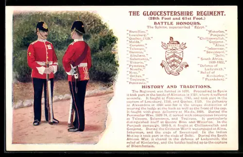 Künstler-AK The Gloucestershire Regiment, Britische Soldaten in Uniform