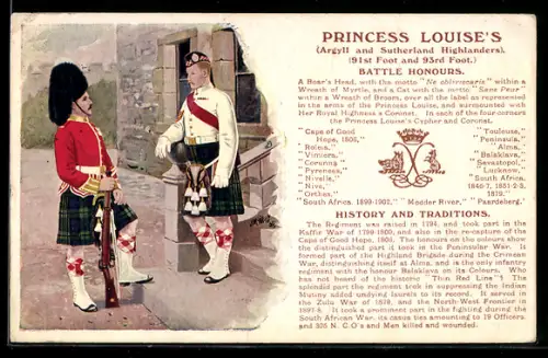 AK Princess Louise's 91st Foot and 93rd Foot, Battle Honours, History and Traditons