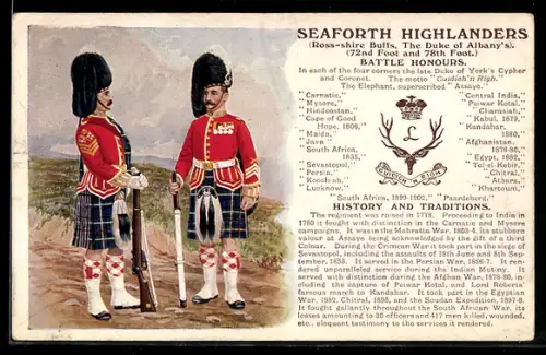 AK Seaforth Highlanders, schottisches Regiment, Uniformen