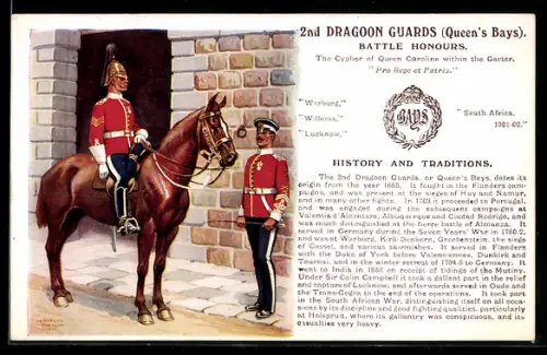 Künstler-AK Ernest Ibbetson: 2nd Dragoon Guards, Queen`s Bays, Uniformen